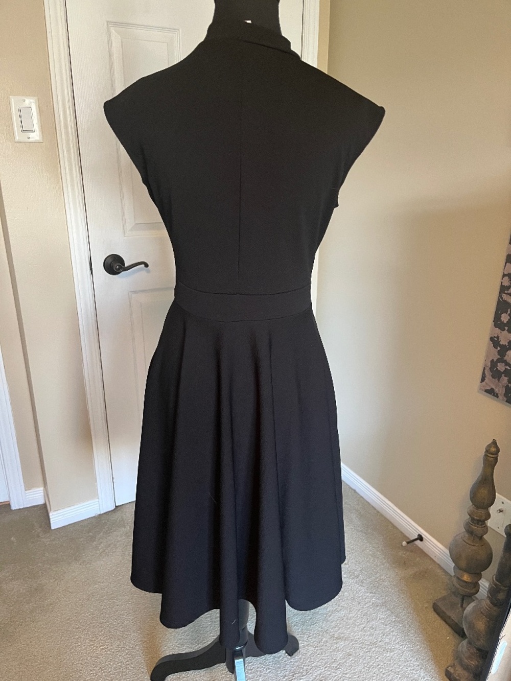 Source Unknown Black Mock-Neck Fit & Flare Midi Dress, Size L